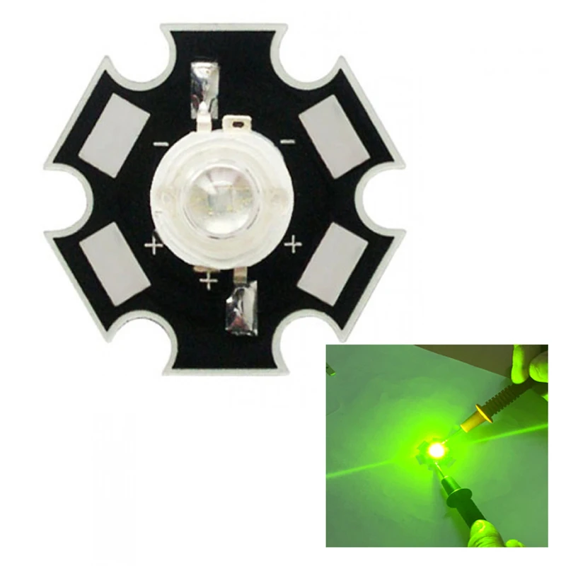 10 шт./лот 3 Вт Высокая мощность led Chartreuse 560NM-565NM Светодиодная лампа с 20 мм основанием