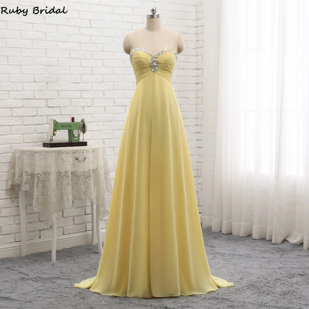 Женское шифоновое вечернее платье Ruby Bridal желтое вечерние пециевидное без