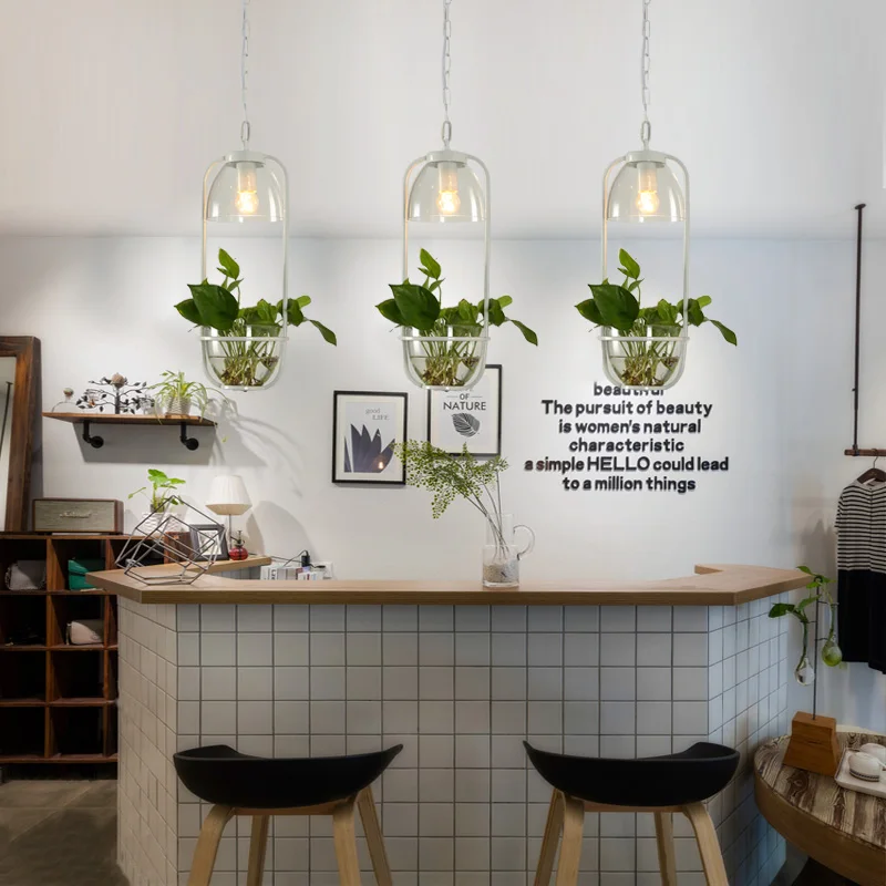 Скандинавский сад растительная люстра Ресторан Бар железное стекло