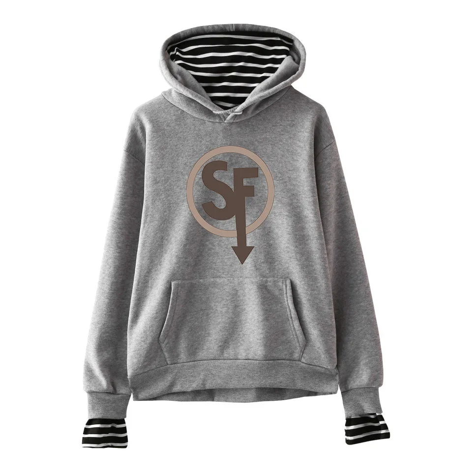 sally grey hoodie Поддельные из двух частей женские Sally Face толстовки для девочек и мужчин пэчворк полосатый поддельные из двух частей Толстовка Пуловер XXS-XXL - Цвет: sally grey hoodie