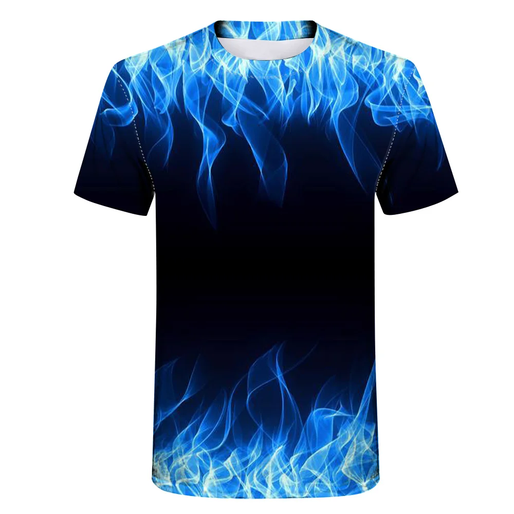 Голубого пламени личность футболка мужская мода 3D крутая Повседневная рубашка