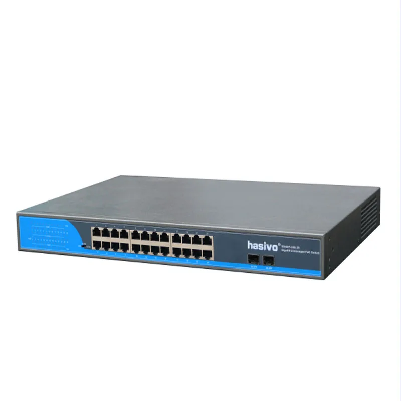 Коммутатор POE с 24 портами и 2 гигабитными SFP PoE сетевой коммутатор Gigbit Ethernet 1000