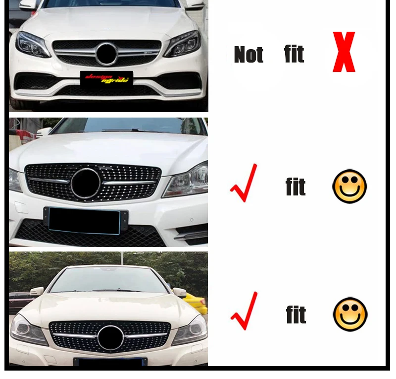 Подходит для merceesmb W204 черная хромированная Спортивная Передняя решетка решетки C Класс C180 C200 C250 C63 вид передняя решетка без знака 2007-14