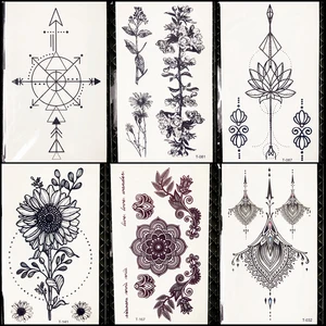 Хна Подсолнух водостойкая татуировка для женщин Макияж руки временная татуировка наклейка ветка для девочек грудь искусственная Татуировка самоклеящиеся стрелы