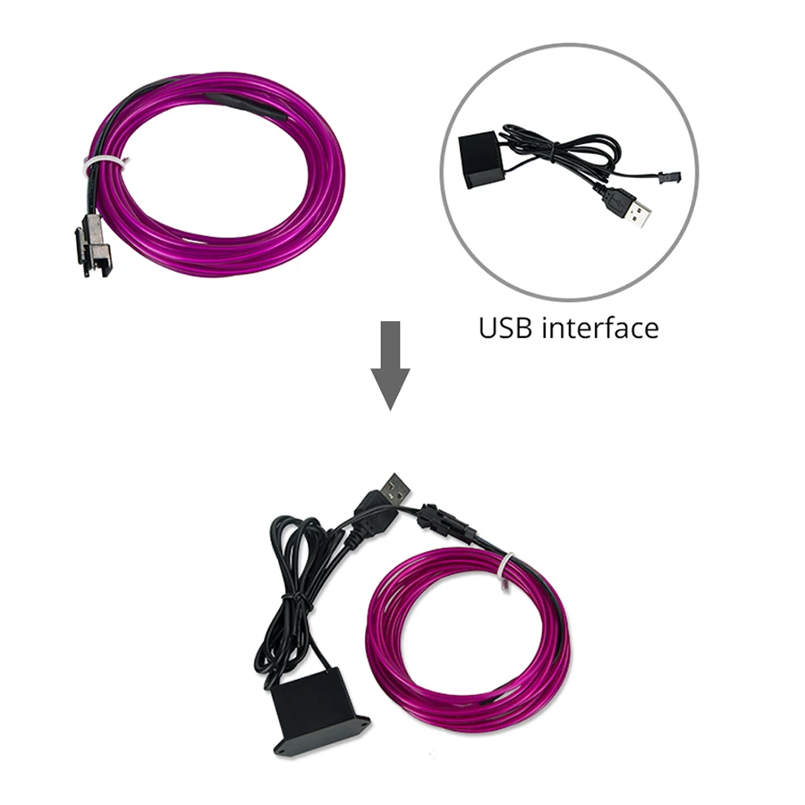 Светодиодная лента EeeToo EL Wire 1 м/2 м/3 м/4 м/5 м/10 м/20 м USB гибкая неоновая для украшения
