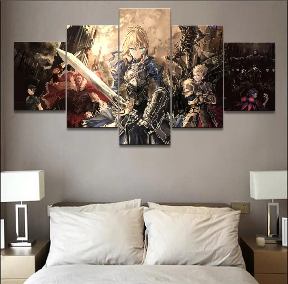 Постер на холсте для домашнего декора принт из 5 предметов аниме Fate Stay Night рисунок