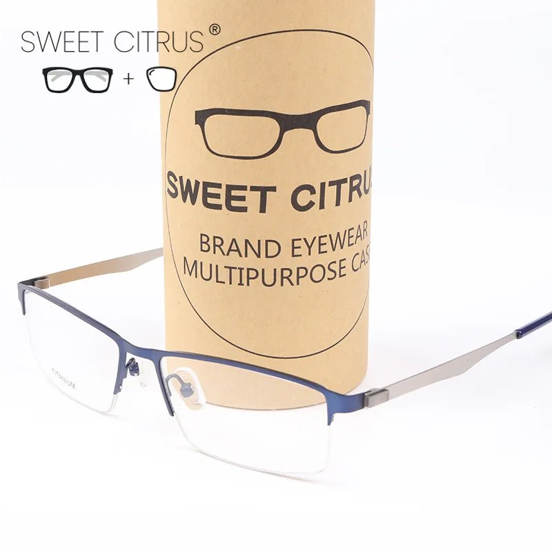 Сладкие цитрусовые титановые очки Женские Половина оптическая оправа по рецепту