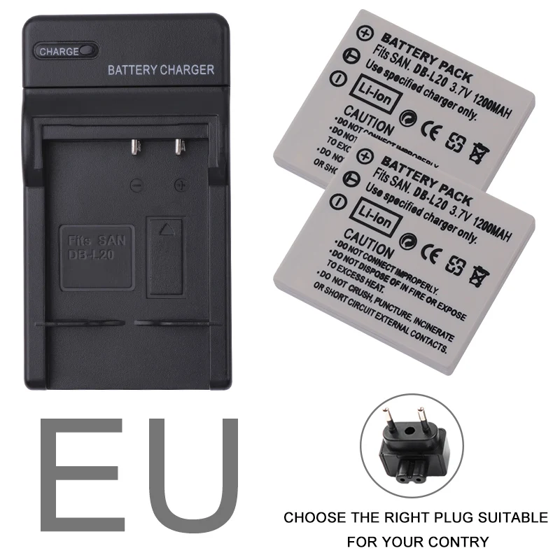 2X DB-L20 DB-L20A DB-L20AU DBL20 Батарея+ Зарядное устройство для Sanyo Xacti DMC-C1 C4 C5 DSC-J4 DSC-K4 CA65 E60 CG65 E6 CG6 DMX-CA8 DMX-CG9