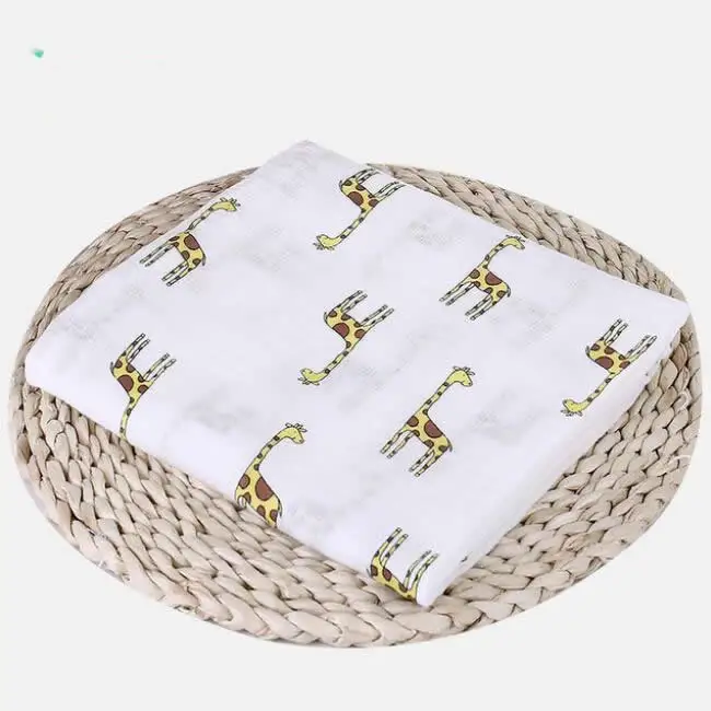 

Muslin Wrap Newborn Infant Swaddle Blanket 100% Cotton soft towel for baby Animals Printing Swaddle Blanket Muslin 120 cm*120 cm