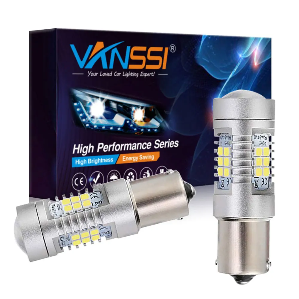 2 шт. BA15S 1156 7506 1141 P21W светодиодный фонарь для заднего хода стояночный задний тормозной светильник 12-24V VANSSI 1 год гарантии