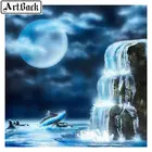 Новый 5d diy алмазная живопись Луна водопад пейзаж камни в форме ромба 3d кристалл бриллиантовой вышивки мозаичные украшения дома комплект