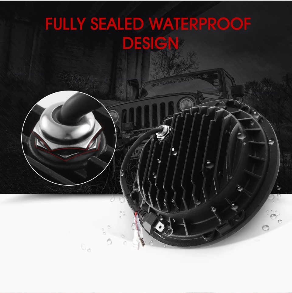 Auxmart " круглый 60 Вт светодиодный головной светильник s для Jeep CJ/Wrangler JK налобный светодиодный светильник для Land Rover Defender H4 H13 головной светильник s