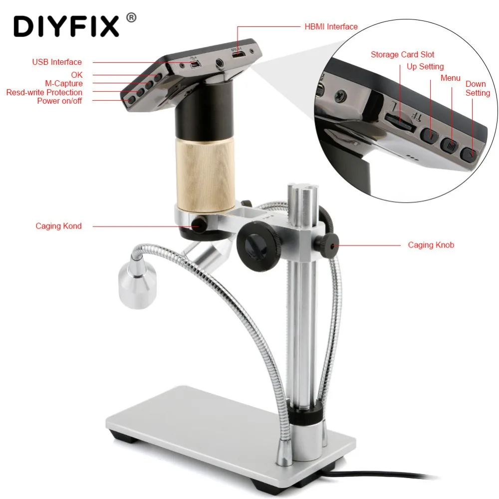 DIYFIX 10 300X USB микроскоп HDMI с объективом длинного расстояния Автомобильный цифровой