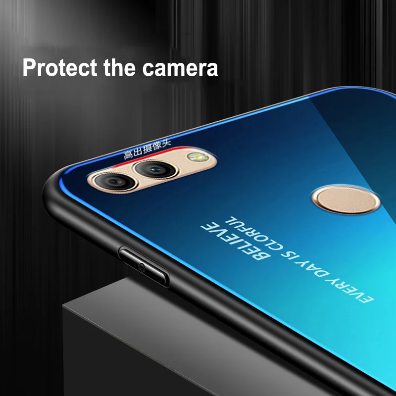 

Tempered Glass Case For Huawei Y9 2018 Luxury Gradient Back Cover Phone Cases 5.93'' For Huawei Y 9 Y9 phone HuaweiY9 shell