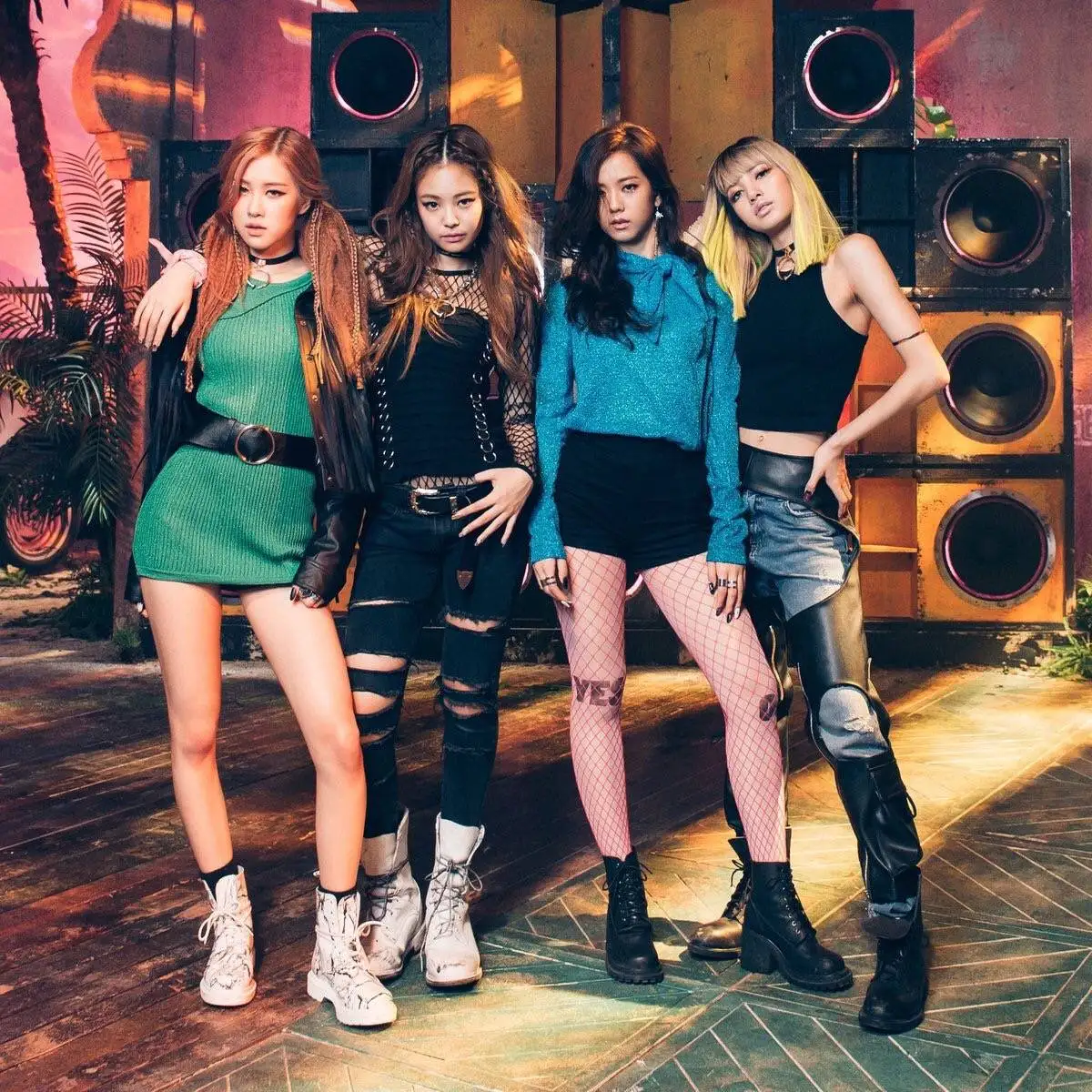 Kpop Blackpink Весенняя женская черная толстовка с капюшоном Длинная юбка черный розовый альбом с квадратным принтом Harajuku Толстовка Топы