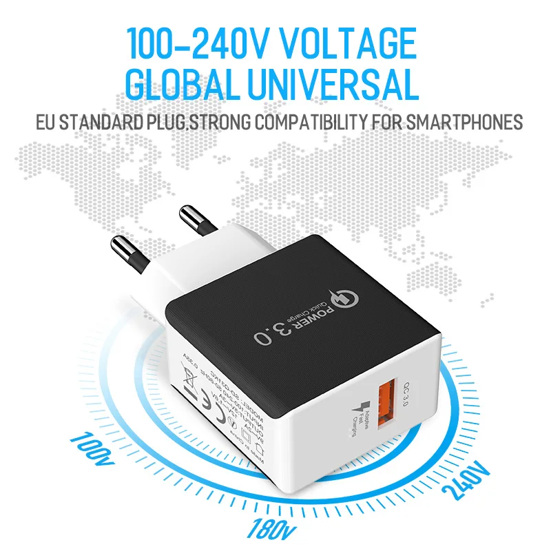 Быстрое настенное USB зарядное устройство QC 3 0 для зарядки телефона Универсальный