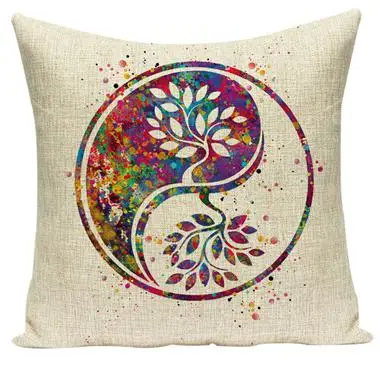 8 Southeast Asia Buddha Cushion Zen Meditation Buddha Statue Watercolor Musical Instruments Skull Pattern Creative Sofa Pillows - Цвет: 8