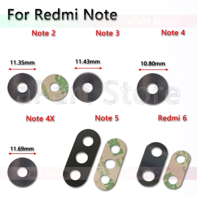 Оригинальное стекло камеры для Xiaomi Redmi Note 2 3 4 5 4x S2 5A 6 Plus Pro задний тыловой объектив