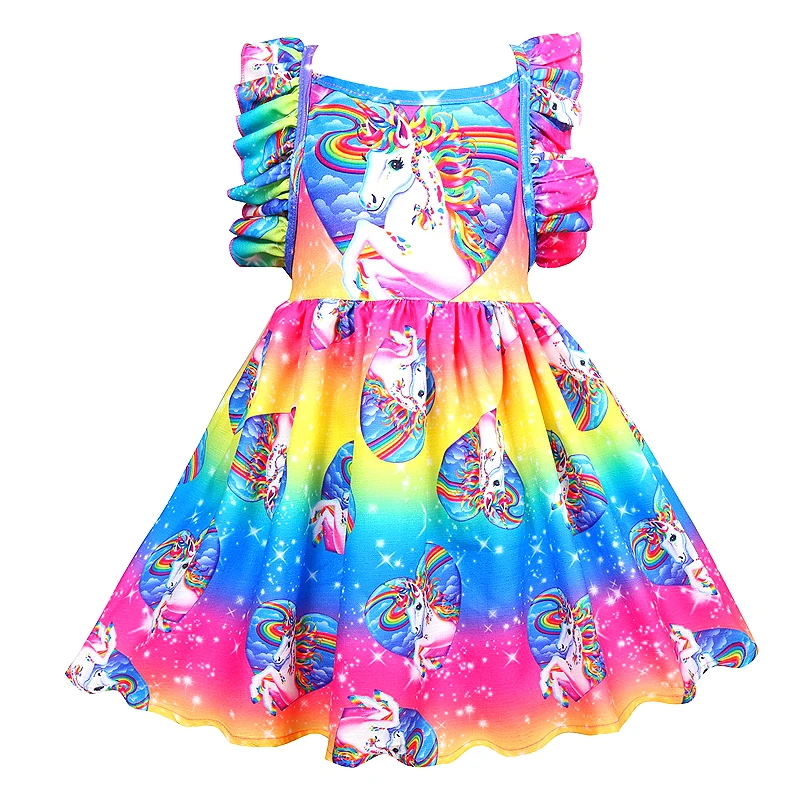 dress Летняя одежда для маленьких девочек, платье с единорогом, платье принцессы без рукавов, детская одежда, костюм с героями мультфильмов для девочек, vestidos 36010 - Цвет: dress