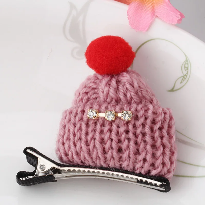 Новинка зимние милые аксессуары для волос маленькая шерстяная шапка ручной