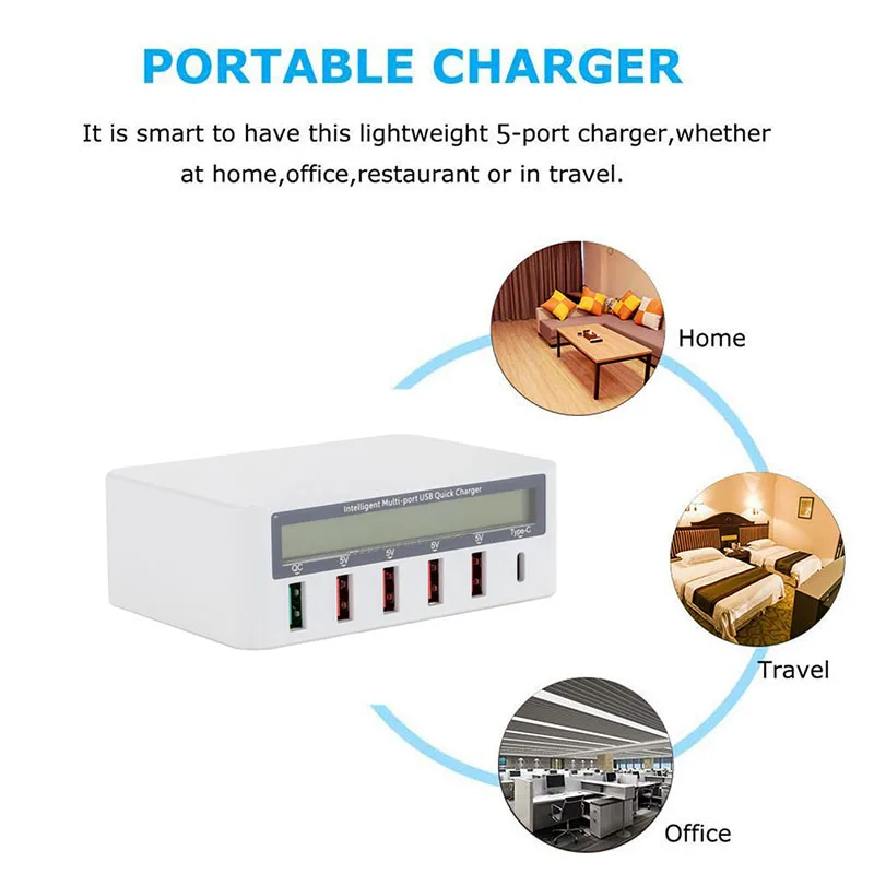 Зарядное устройство USB Multi 50 Вт 5 Порты и разъёмы для быстрой зарядки с usb портом