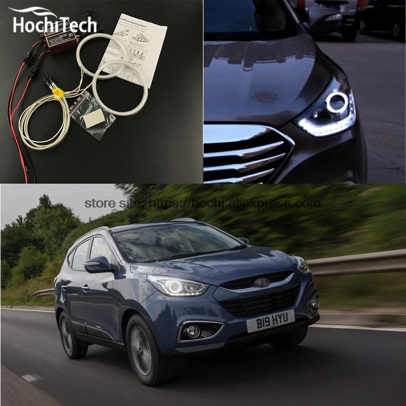 

HochiTech WHITE 6000K CCFL Headlight Halo Angel Demon Eyes Kit angel eyes light for Hyundai ix35 2010 2011 2012