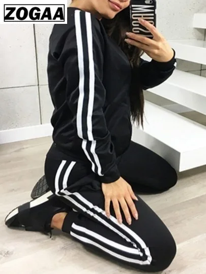 ZOGAA весенние толстовки с капюшоном женский спортивный костюм из двух частей