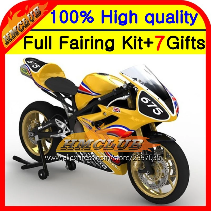 Не гоночный Кузов для TRIUMPH Daytona 675 2002 2006 2007 2008 9HM77 желто-черный 02-08 02 03 04 05 06 07 08