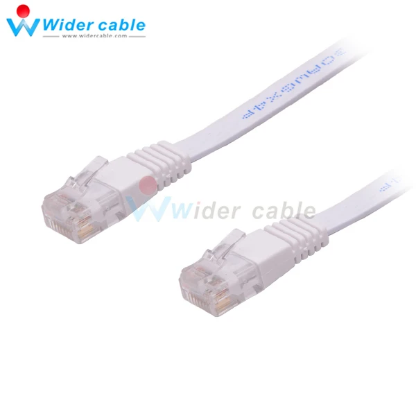 Белый плоский компьютерный кабель 30AWG 8P8C RJ45 неизолированный медный патч корд CAT5e