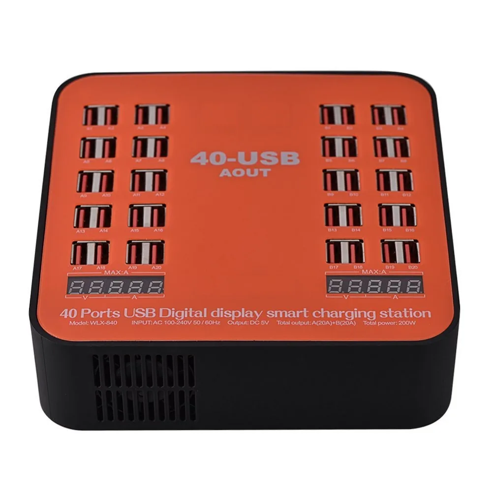 Go2linK 40 портов USB зарядное устройство 5 В 3.5A Максимальная мощность интеллектуальная зарядная станция концентрированный пакетный светодиодный дисплей Универсальный