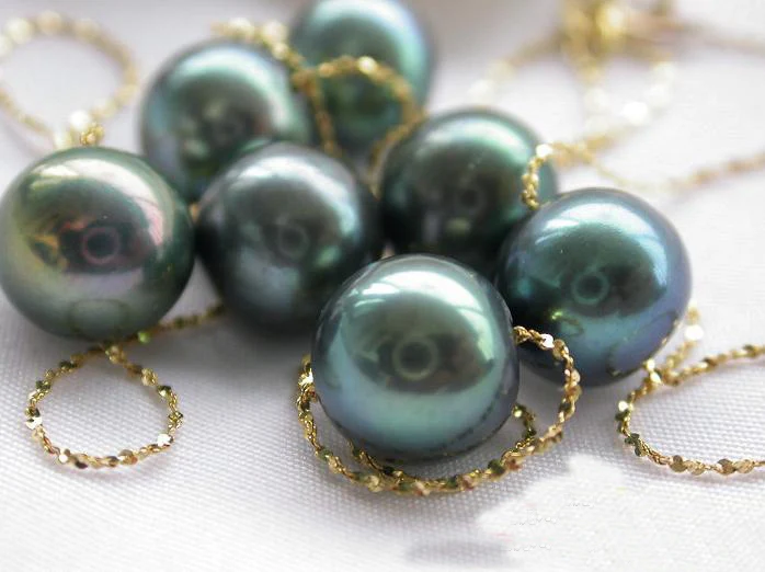 Perfect New Arriver Pearl Jewellery 18inches 8.5mm Round Black Color Freshwater Necklace Gold Chain Free Shipping | Украшения и