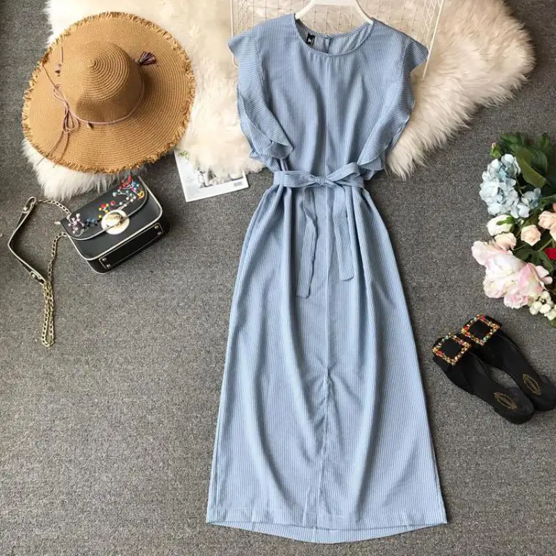 Летние платья в полоску новинка 2019 женское облегающее повседневное длинное