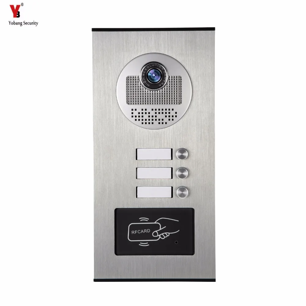 Yobang Security Metal Aluminum Outdoor RFID Access Door Camera For 3 Units Apartment Video Intercom Doorbell Door Phone System