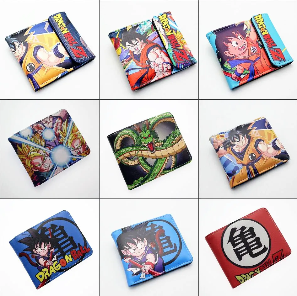 Аниме Dragon Ball и super Goku Роши короткий бумажник для маленьких мальчиков и девочек Для Мужчин's Кошелек двойного сложения держатель для карт слойная кожа мультфильм печати кнопка кошелек
