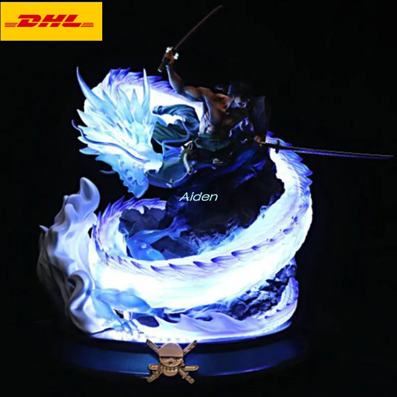 

15"ONE PIECE Statue Zoro Bust Dragon Platform Excluding Person Full-Length Portrait With LED Light GK Action Figure 38CM B1183