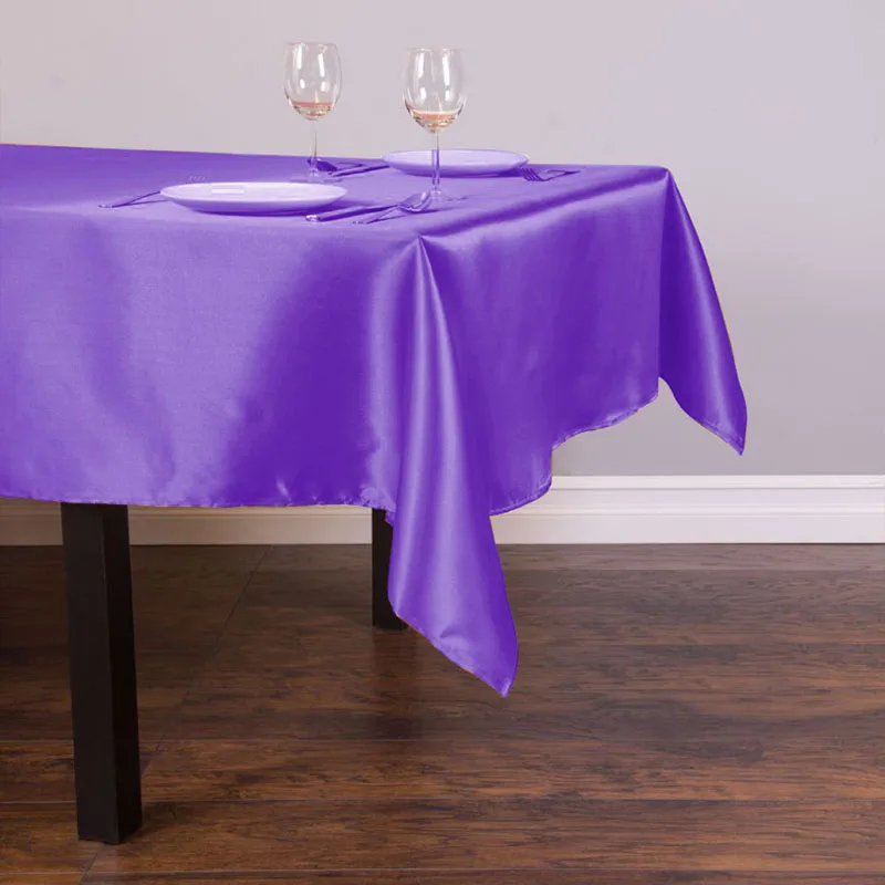 purple 1 шт. 145 см x 304 см атласная Скатерть нарядные скатерти прямоугольная гостиничная домашняя Свадебная вечеринка скатерть рождественские праздничные украшения - Цвет: purple