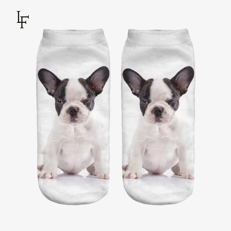 Новые милые носки с 3D принтом бульдога женские короткие носки|low cut ankle socks|socks