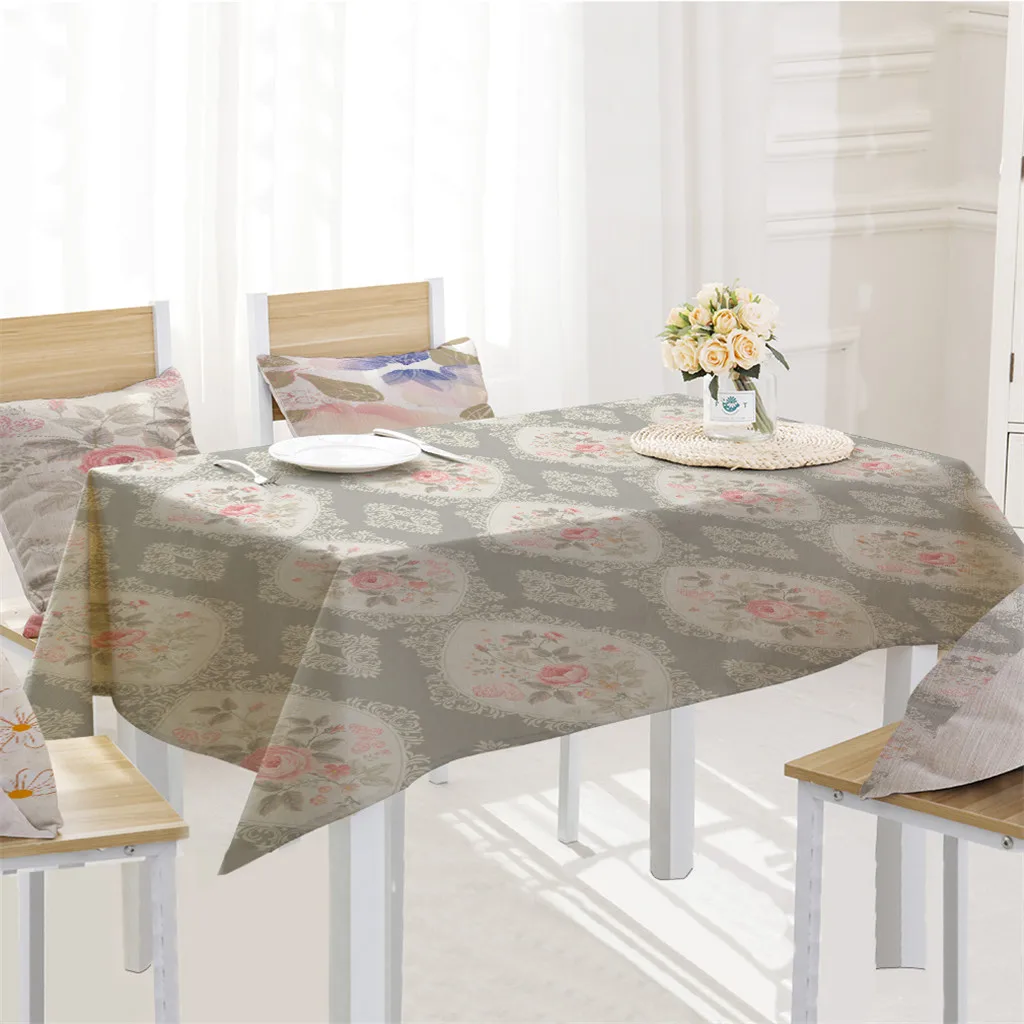 Королевская роза печать Скатерть льняная смесь нежная скатерть для кухни