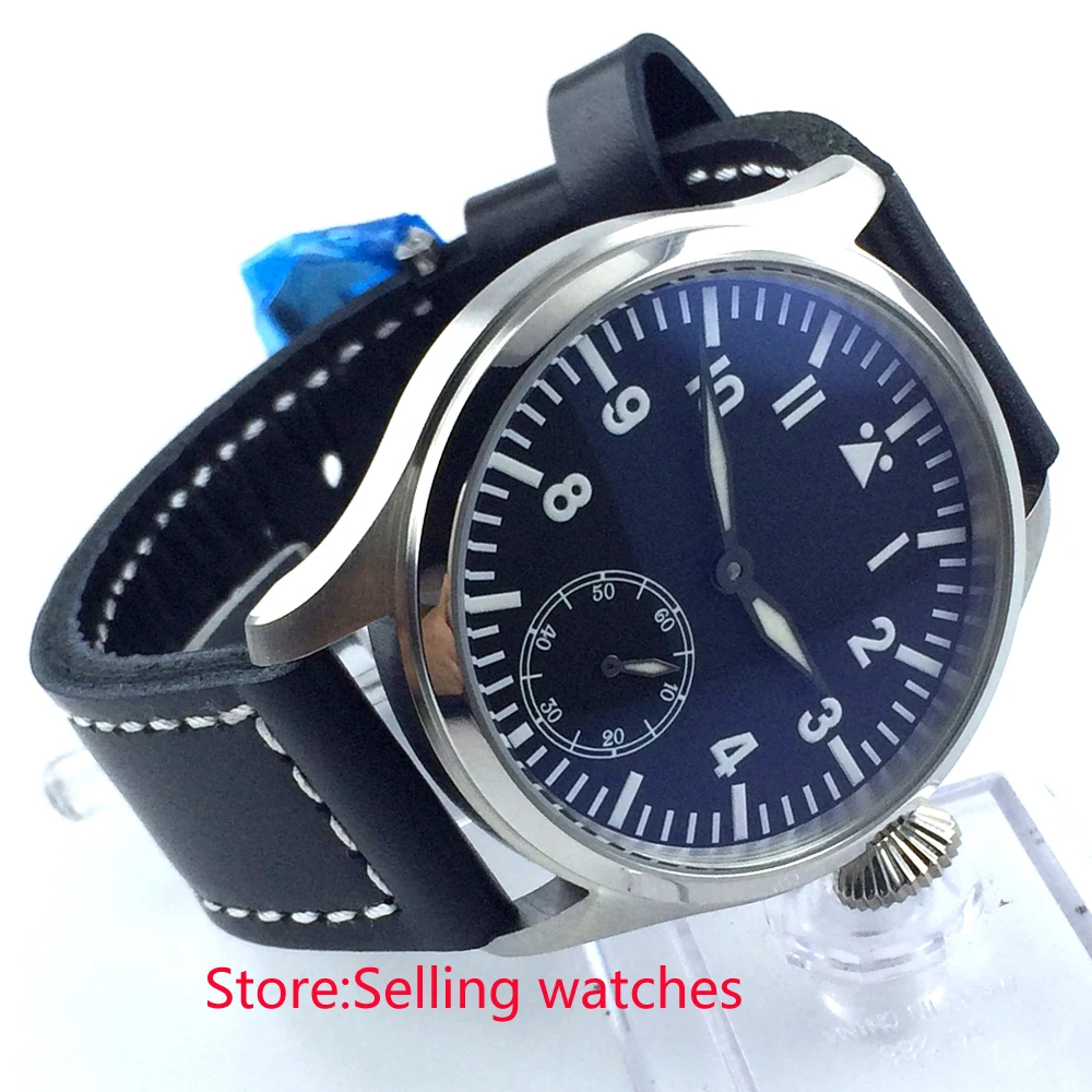 Мужские часы с черным циферблатом parnis 47 мм синим светом 6498|watch men|watch men watchwatch watch |