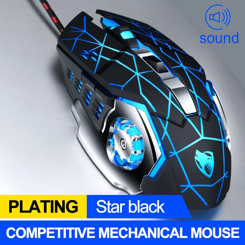 Star Black Профессиональная геймерская игровая мышь 8D 3200 dpi, регулируемая Проводная оптическая светодиодный мышь для компьютера, USB кабель, бесшумная мышь для ноутбука - Цвет: Star Black