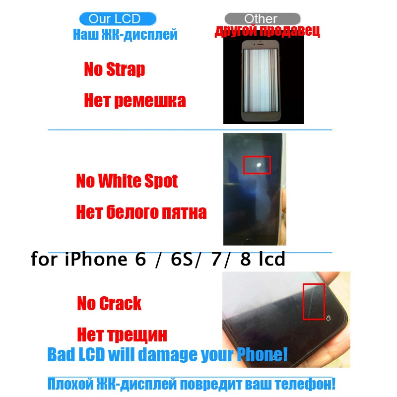 100% рабочий + подарок для iPhone 6 6S LCD экран Замена экрана 7 черный белый цвет с
