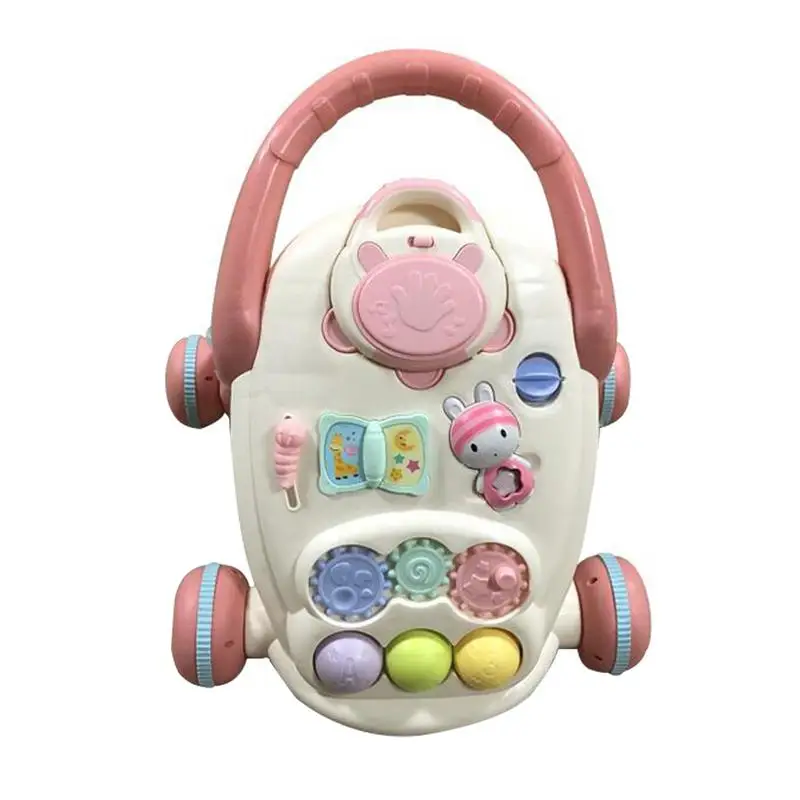 Pink Высокое качество, детские ходунки, игрушки, многофункциональные, для малышей, на колесиках, сидя на стойке, ABS, музыкальные ходунки - Цвет: Pink