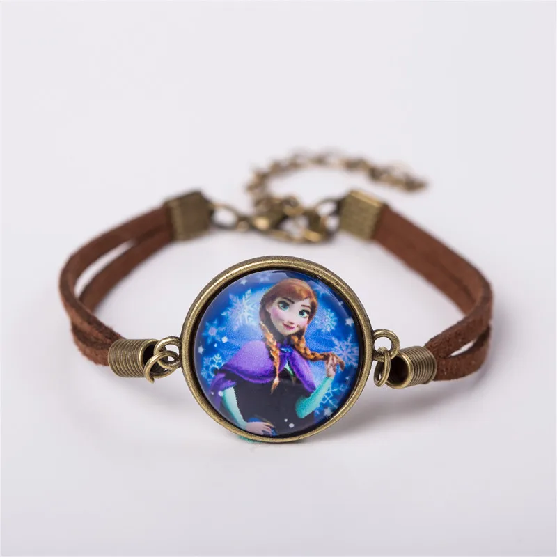 2017 Модный женский стеклянный браслет с шармом милый кожаный героями
