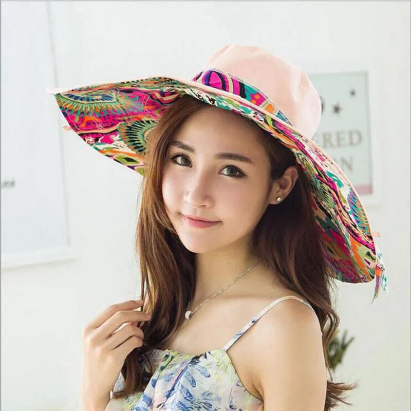 Женская двухсторонняя шляпа с широкими полями Солнцезащитная для весны и лета