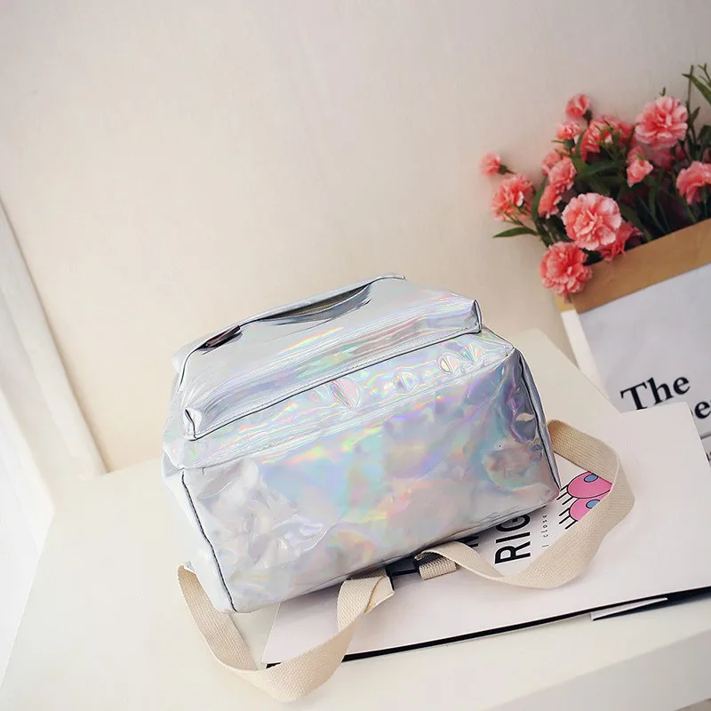 Женская сумка Пакет голографический Рюкзак mochila розовый цельный рюкзак женский
