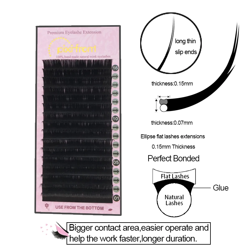 16 рядов наконечников для наращивания матовых плоских ресниц шелковые плоские
