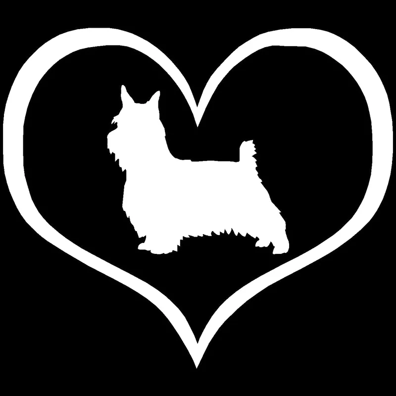 

10.9*9.5CM Silky Terrier Dog Heart Adorable Animal Window Glass Decorative Stickers Motorcycle And Car Accessories C6-0189