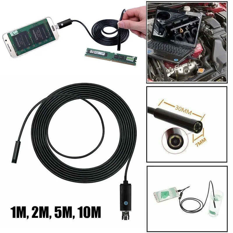 Ear Spoon Borescope Endoscope 5.5/7mm 2 in 1 Inspection Real-Time Video Portable Practical Photos Computers Metal Plastic | Инструменты