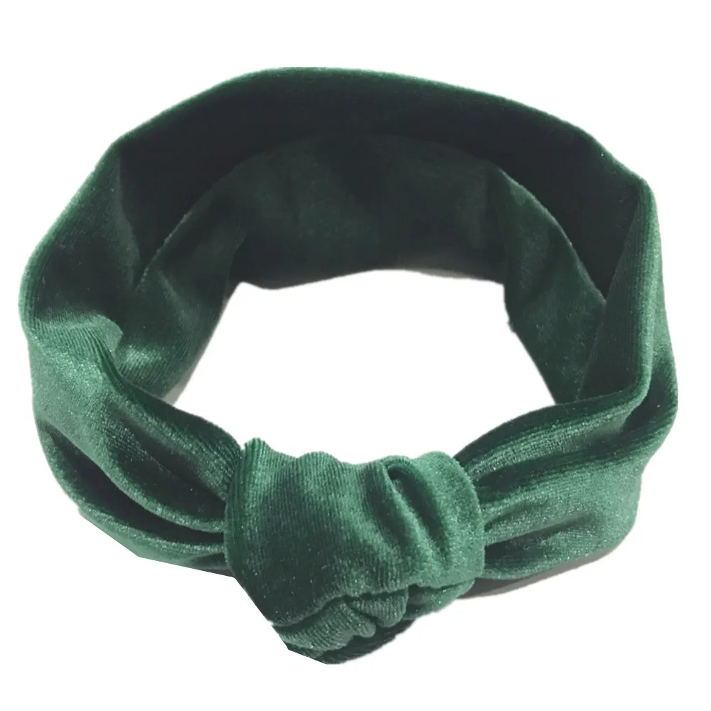 Dark Green Модная Детская повязка на голову для девочек, тюрбан, однотонная повязка на голову, заколка для волос, аксессуары для волос, головные уборы, детские вещи# T32 - Цвет: Dark Green