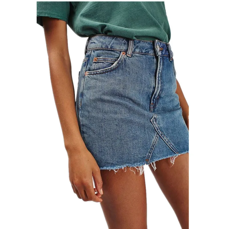 Юбка NORMOV женская джинсовая однотонная с завышенной талией универсальная